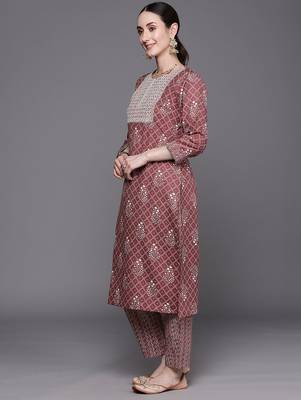 Bandhani Printed Regular Thread Work Pure Cotton Kurta With Trousers & Dupatta 6