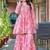 Floral Printed Empire Mirror Work Pure Cotton Kurta With Sharara & Dupatta