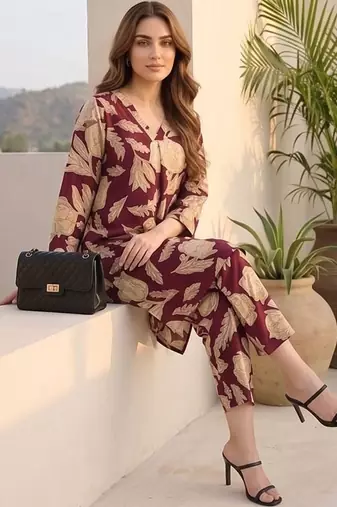 Women Floral Printed Regular Pure Cotton Kurta with Trousers