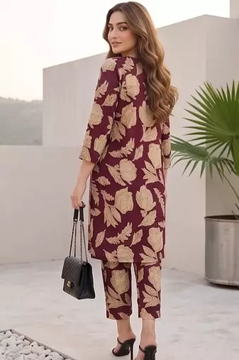 Women Floral Printed Regular Pure Cotton Kurta with Trousers