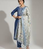 Women Ethnic Motifs Embroidered Regular Thread Work Kurta with Trousers & With Dupatta