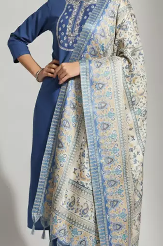 Women Ethnic Motifs Embroidered Regular Thread Work Kurta with Trousers & With Dupatta
