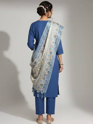 Women Ethnic Motifs Embroidered Regular Thread Work Kurta with Trousers & With Dupatta 5
