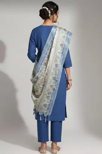 Women Ethnic Motifs Embroidered Regular Thread Work Kurta with Trousers & With Dupatta