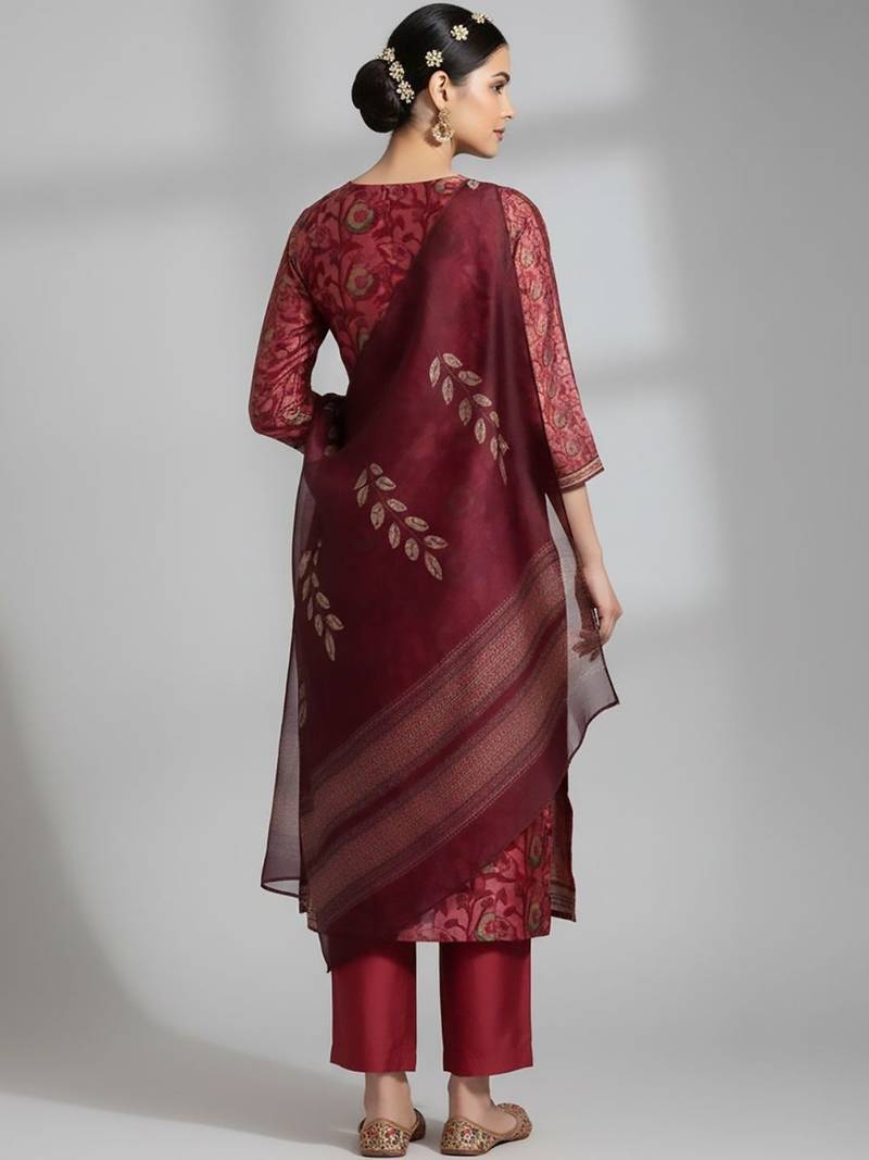 Women Ethnic Motifs Printed Regular Thread Work Kurta with Trousers & With Dupatta