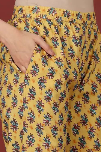 Women Floral Printed Regular Gotta Patti Pure Cotton Kurta, Trousers with Dupatta