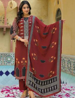 Women Ethnic Motifs Printed Regular Kurta with Trousers & With Dupatta 1