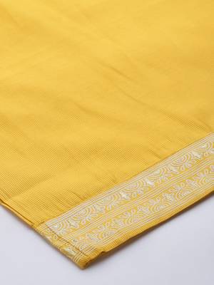 Women Yellow Printed Liva Kurta with Palazzos & With Dupatta 8