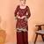 Maroon embroidered faux georgette sharara salwar suit set with dupatta