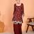 Maroon embroidered faux georgette sharara salwar suit set with dupatta