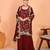 Maroon embroidered faux georgette sharara salwar suit set with dupatta