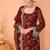 Maroon embroidered faux georgette sharara salwar suit set with dupatta