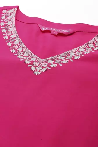 Women Floral Embroidered Thread Work Kurta with Embroidered Trousers & Dupatta