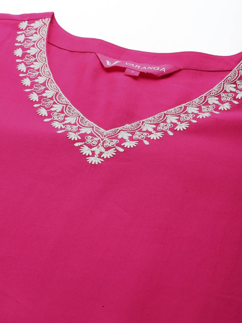 Women Floral Embroidered Thread Work Kurta with Embroidered Trousers & Dupatta