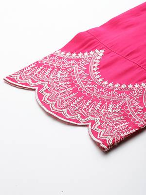 Women Floral Embroidered Thread Work Kurta with Embroidered Trousers & Dupatta 6