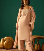 Women Embroidered Regular Beads and Stones Kurta with Palazzos & Dupatta