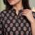 Black floral printed pure cotton a-line kurta with striped palazzo set