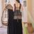 Black embroidered silk blend sleeveless short kurta sharara suit set with dupatta