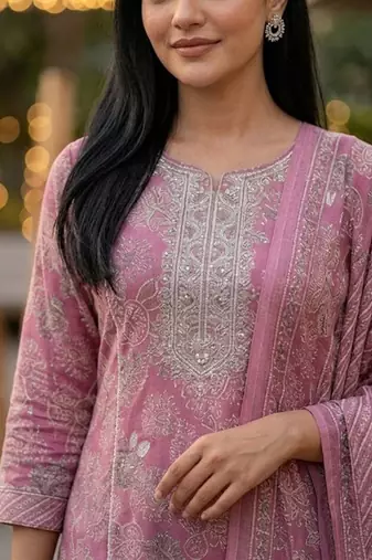 Women Ethnic Motifs Printed Regular Pure Cotton Kurta with Trousers & With Dupatta