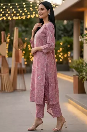Women Ethnic Motifs Printed Regular Pure Cotton Kurta with Trousers & With Dupatta