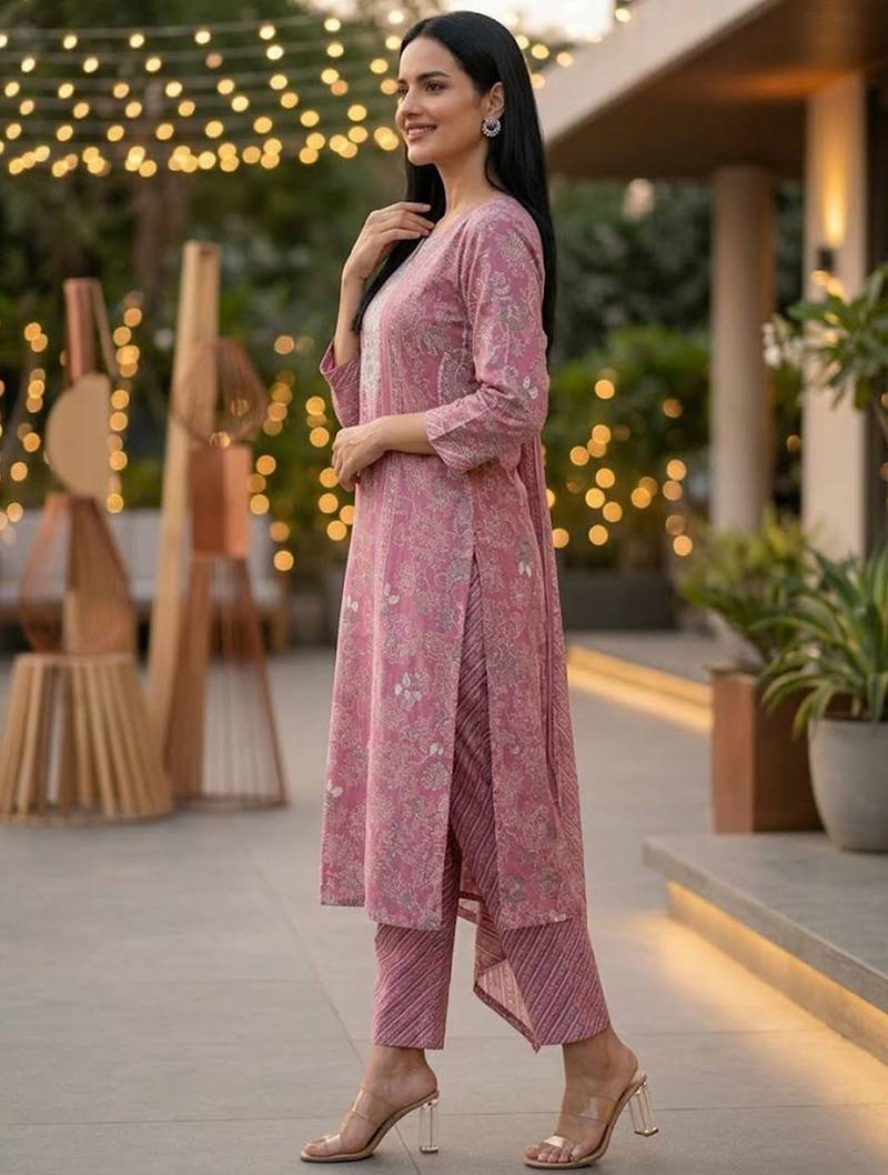Women Ethnic Motifs Printed Regular Pure Cotton Kurta with Trousers & With Dupatta