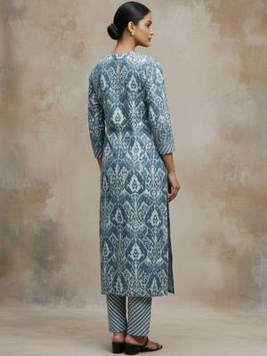 Women Ethnic Motifs Printed Regular Thread Work Pure Cotton Kurta with Trousers & With Dupatta 2