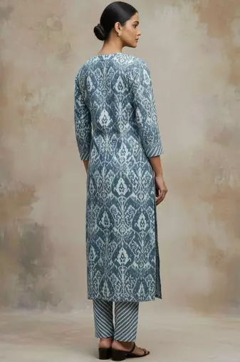 Women Ethnic Motifs Printed Regular Thread Work Pure Cotton Kurta with Trousers & With Dupatta