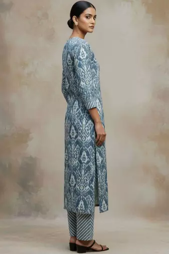 Women Ethnic Motifs Printed Regular Thread Work Pure Cotton Kurta with Trousers & With Dupatta
