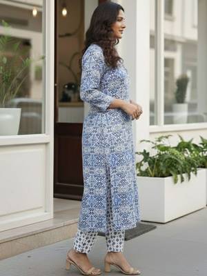 Women Ethnic Motifs Printed Regular Pure Cotton Kurta with Trousers & With Dupatta 3