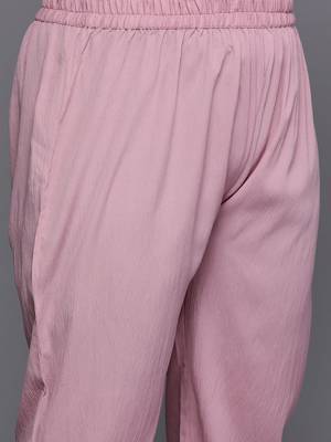 Plus Size Bell Sleeves Silk Crepe Kurta with Trousers 3