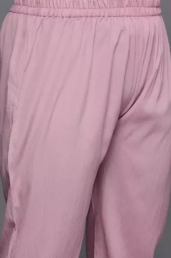 Plus Size Bell Sleeves Silk Crepe Kurta with Trousers