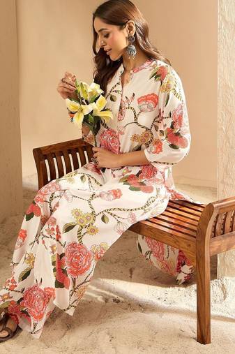 Women Floral Printed Regular Kurta with Palazzos