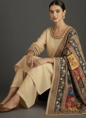 Women Ethnic Motifs Regular Thread Work Kurta with Trousers & With Dupatta 2