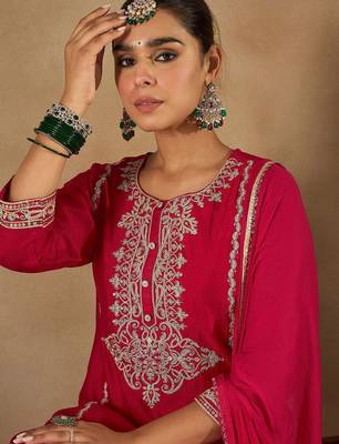 Women Paisley Embroidered Regular Kurta with Trousers & Dupatta 3