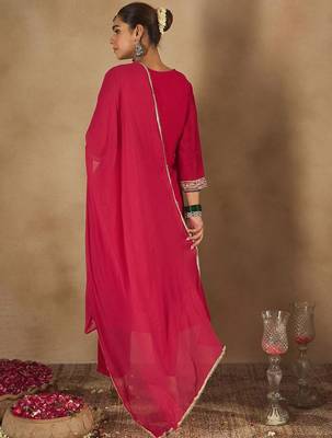 Women Paisley Embroidered Regular Kurta with Trousers & Dupatta 7