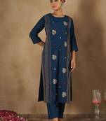 Women Floral Embroidered Regular Thread Work Kurta with Trousers
