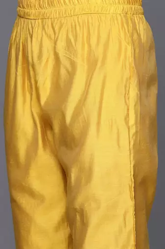 Women Ethnic Motifs Embroidered Chanderi Silk Kurta with Trousers & With Dupatta