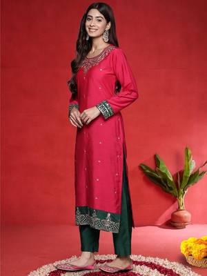 Women Ethnic Motifs Embroidered Regular Kurta with Trousers & Dupatta 4