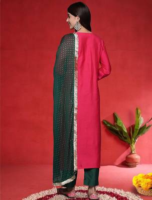 Women Ethnic Motifs Embroidered Regular Kurta with Trousers & Dupatta 5