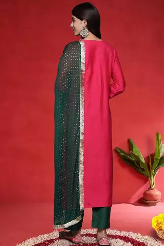 Women Ethnic Motifs Embroidered Regular Kurta with Trousers & Dupatta