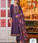 Floral Yoke Design Regular Thread Work A-Line Kurta with Trousers & With Dupatta
