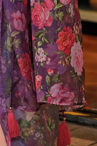 Floral Yoke Design Regular Thread Work A-Line Kurta with Trousers & With Dupatta