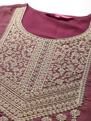 Ethnic Motifs Embroidered Zari Kurta with Palazzos & Dupatta 3