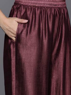 Ethnic Motifs Embroidered Zari Kurta with Palazzos & Dupatta 4