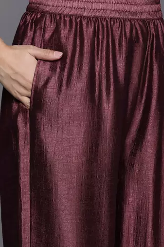 Ethnic Motifs Embroidered Zari Kurta with Palazzos & Dupatta