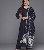 Floral Printed Kurta with Trousers & Dupatta