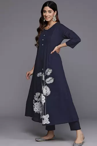 Floral Printed Kurta with Trousers & Dupatta