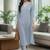 Women Regular Thread Work Silk Crepe Kurta with Trousers