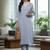 Women Regular Thread Work Silk Crepe Kurta with Trousers