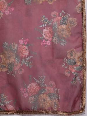 Women Floral Yoke Design Sequinned Chanderi Silk Kurta with Trousers & Dupatta 5